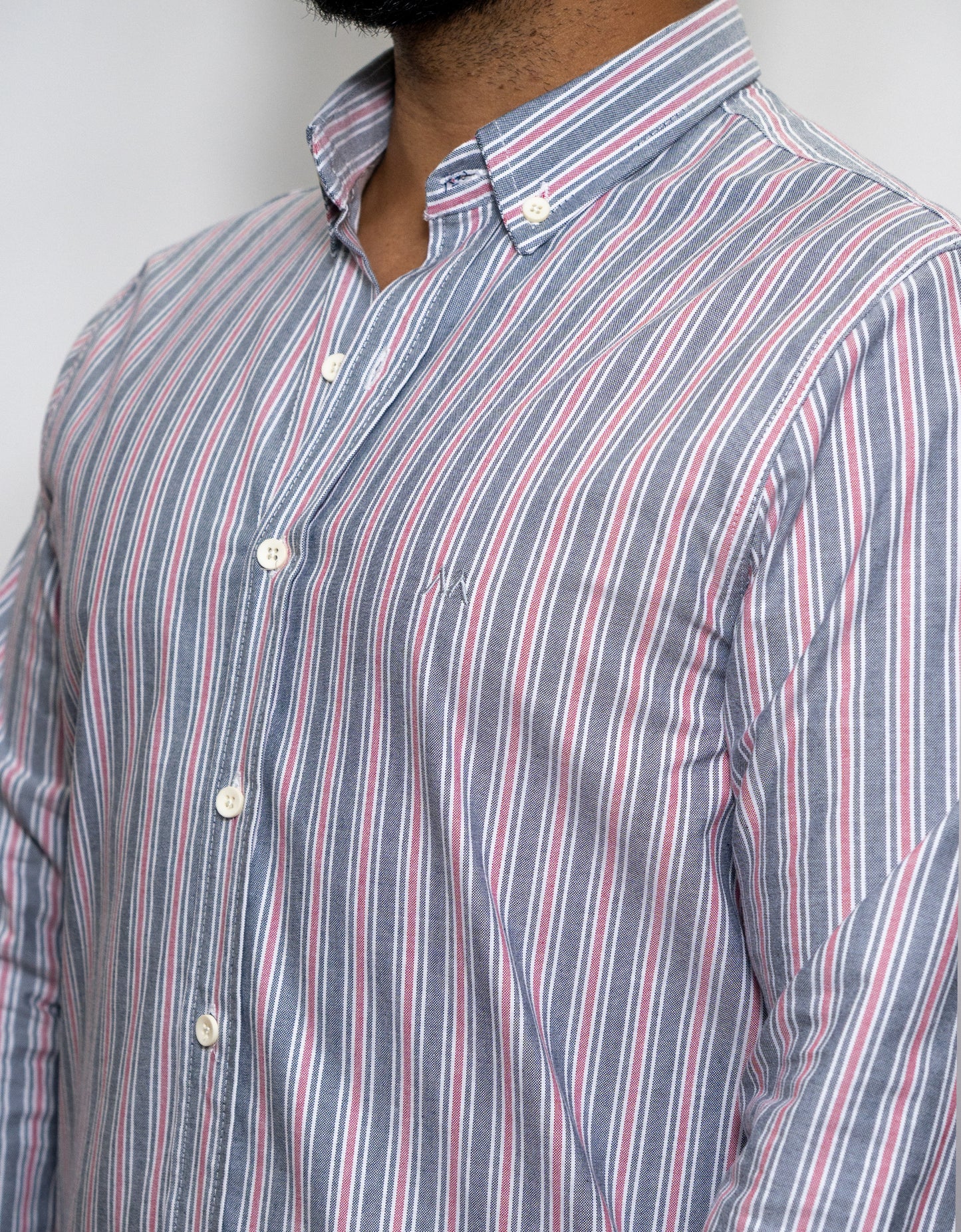 Camisa Marino Rayas Gris Bitono - Regular Fit | Marino