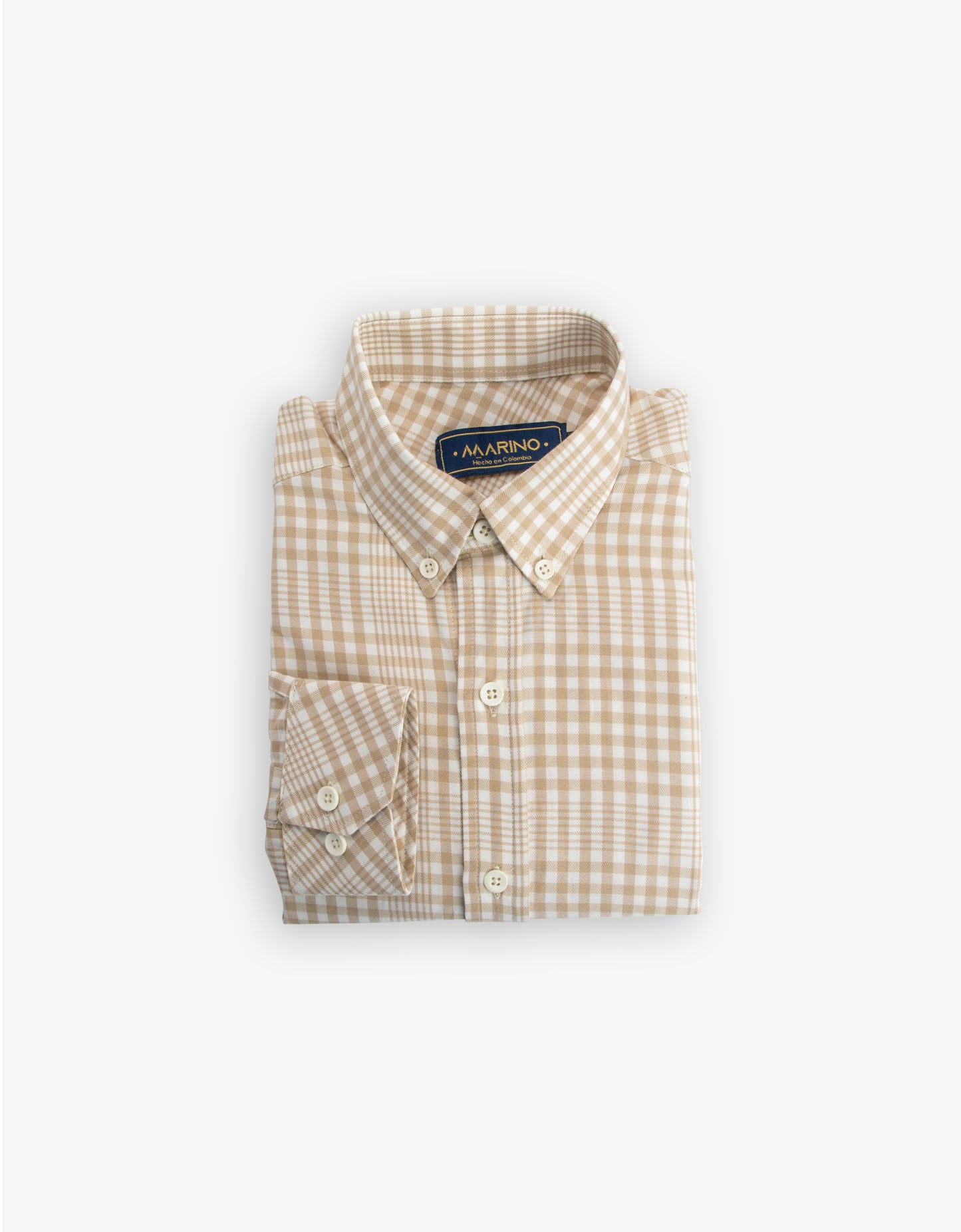 Camisa de Cuadros bitono Beige Hombre