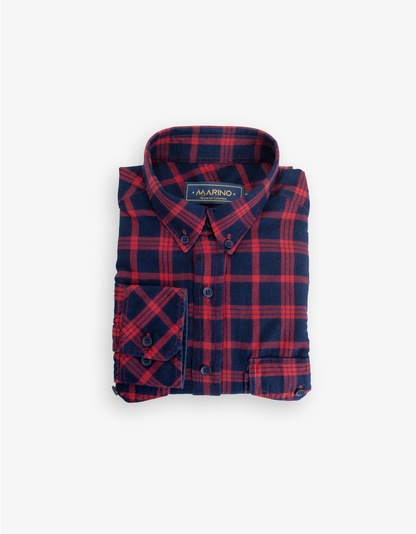 Camisa Hombre de cuadros bitono roja