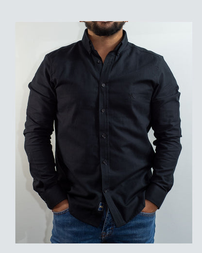 Camisa Negra oxford Manga Larga