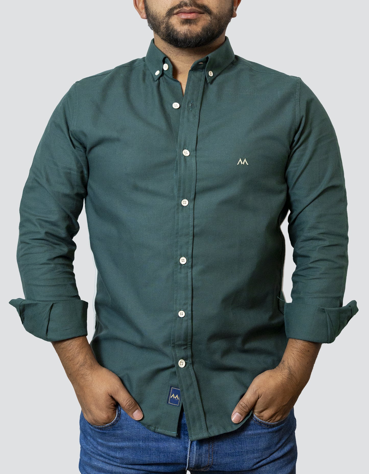 Camisa Oxford Hombre verde jade