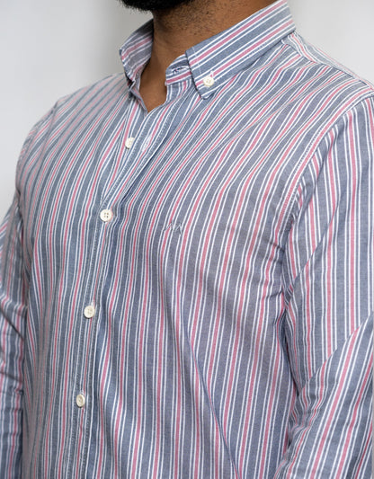 Camisa Marino Rayas Gris Bitono - Regular Fit | Marino