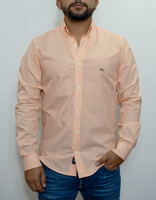 Camisa Marino Rayas Naranja - Regular Fit | Marino