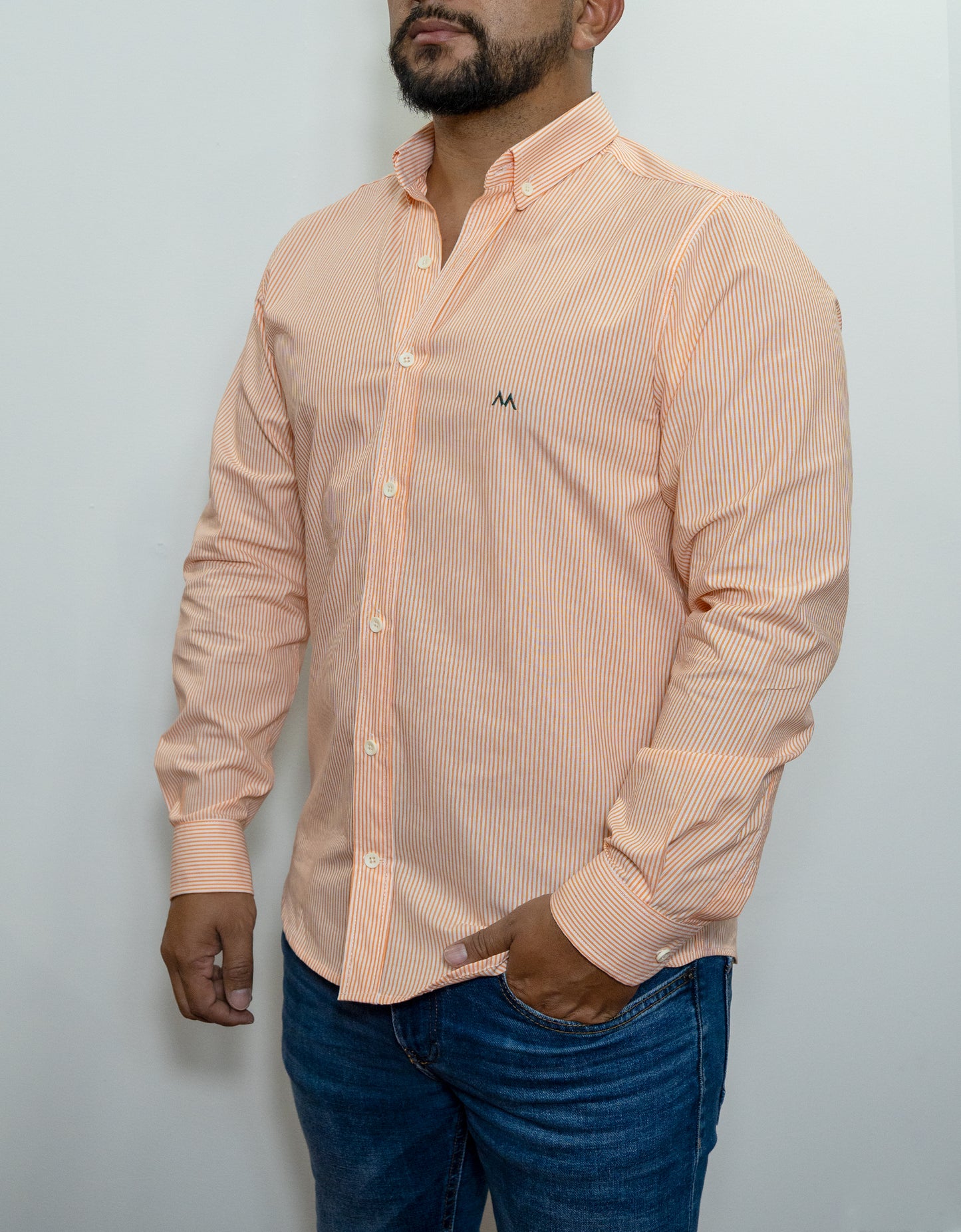 Camisa Marino Rayas Naranja - Regular Fit | Marino