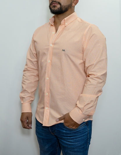 Camisa Marino Rayas Naranja - Regular Fit | Marino
