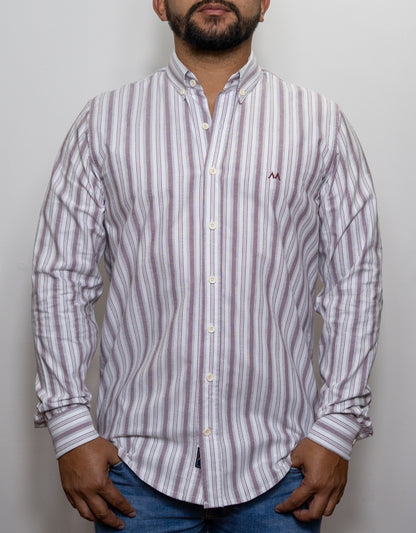Camisa Marino Rayas Vinotinto Bitono - Regular Fit | Marino