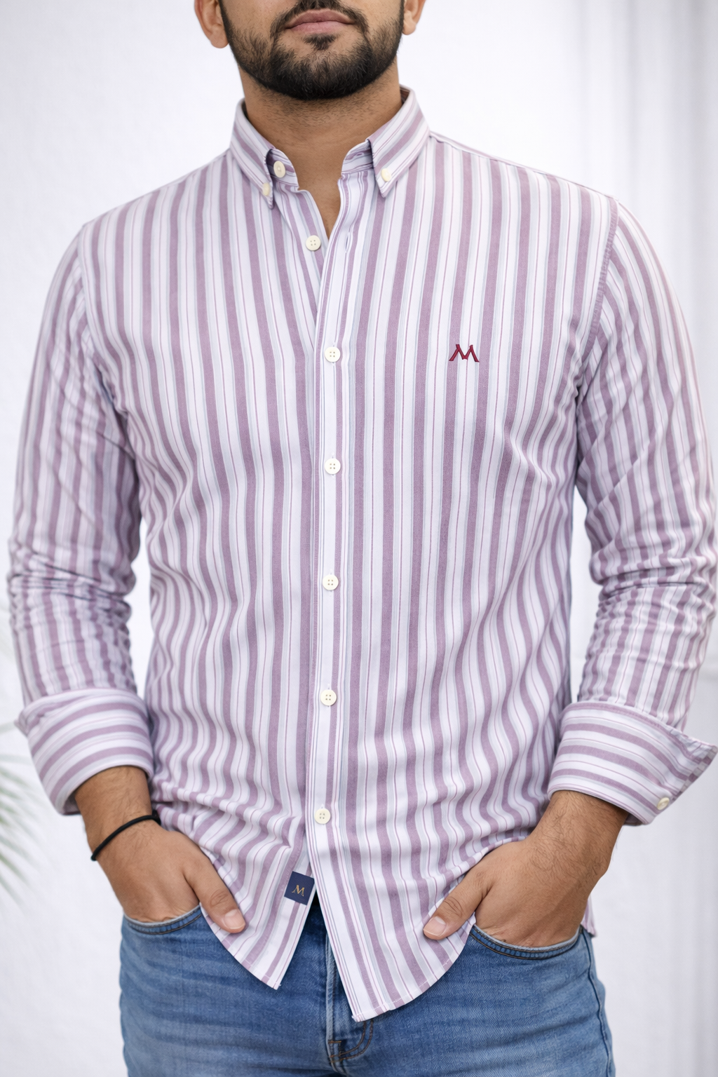 Camisa Marino Rayas Vinotinto Bitono - Regular Fit | Marino