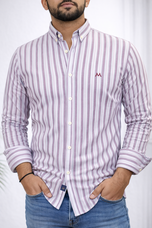 Camisa Marino Rayas Vinotinto Bitono - Regular Fit | Marino