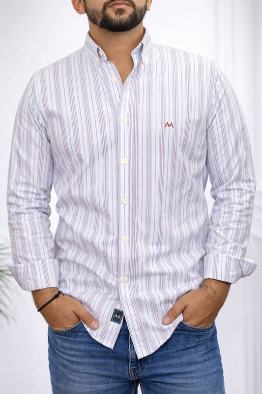 Camisa Marino Rayas Azul Bitono - Regular Fit | Marino