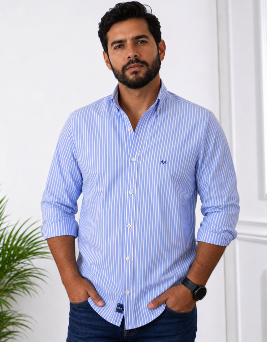 Camisa Rayas Azul Cielo – Regular Fit | Marino