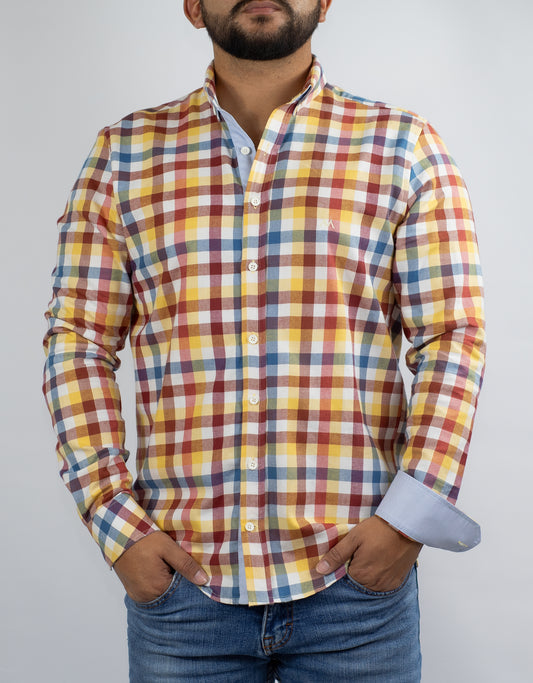 Camisa Hombre de cuadros amarilla