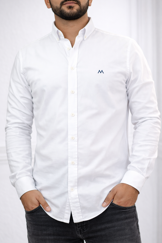 Camisa Oxford Blanca – Regular Fit | Marino