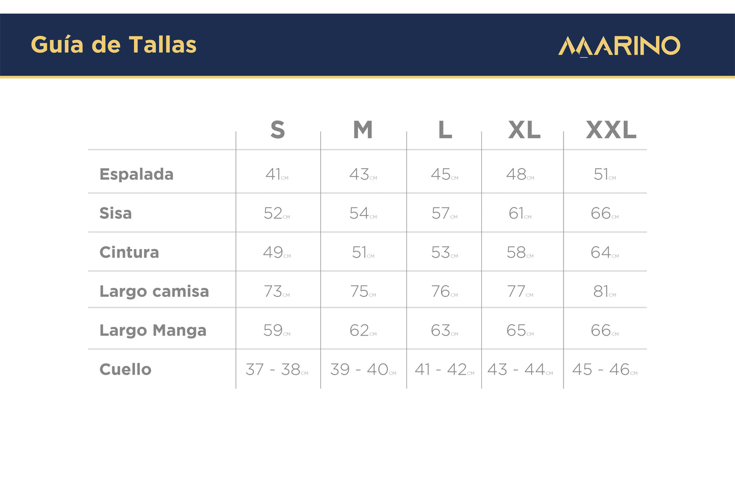 Guía de tallas